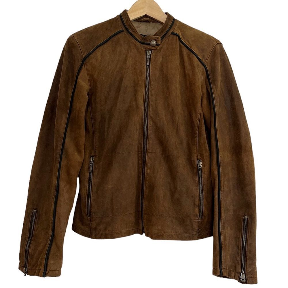 Bod & Christensen Brown Black Suede Leather Moto Motorcycle Biker Chic Jacket 8